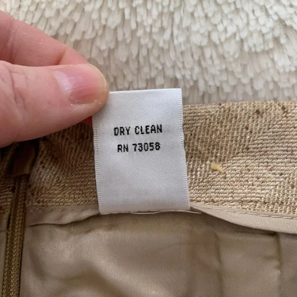 Vintage 90s Talbots women's tan tweed wool silk linen blend pencil skirt 6P